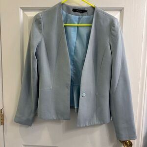 Ark & co | Women's Carolina Blue textured collarless blazer Jacket